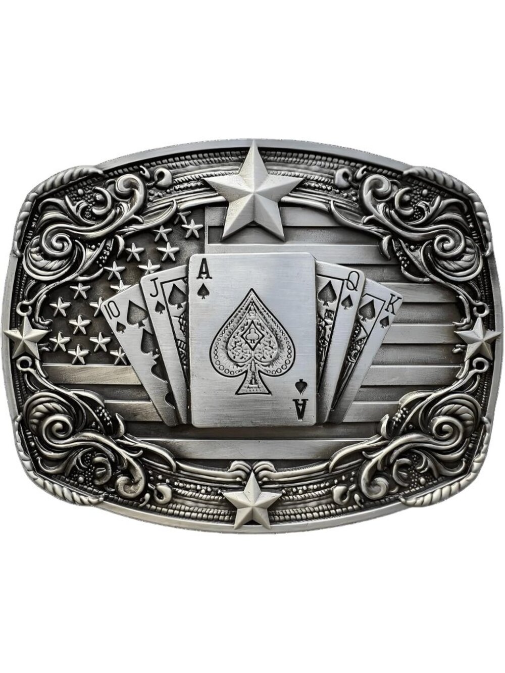 Men 1# Grey Poker Cowboy Belt Buckle Cross Prayer Horse Vintage Western